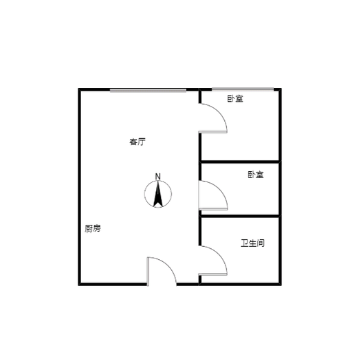 万科城际之光2室1厅1卫户型图