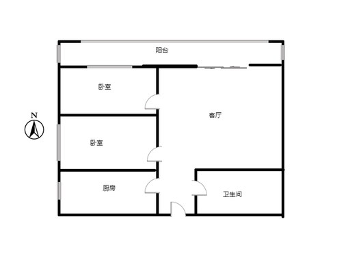 汇元国际2室1厅1卫户型图
