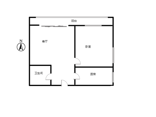 汇元国际1室1厅1卫户型图