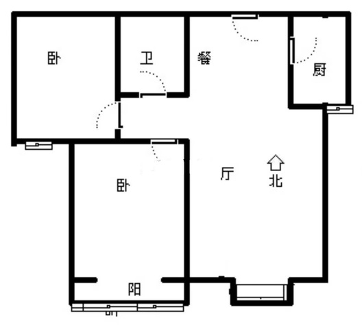 水岸花城2室2厅1卫户型图