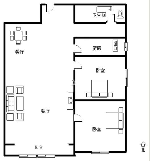 东林家园2室2厅1卫户型图