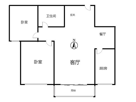 东方丽景(金领郡)2室2厅1卫户型图