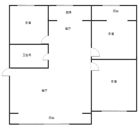 联合小区四号院3室2厅1卫户型图