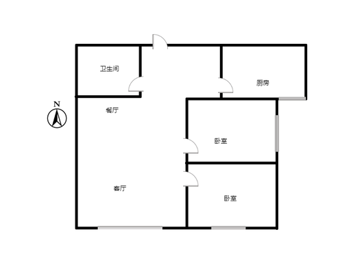 学府澜湾一期2室2厅1卫户型图