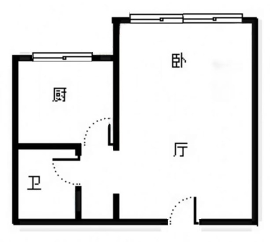 汇元国际1室1厅1卫户型图