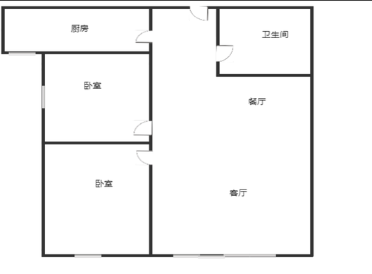 学府澜湾一期2室2厅1卫户型图