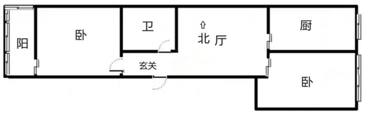 蓝天美林湾2室1厅1卫户型图