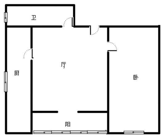 汇元新天地1室1厅1卫户型图