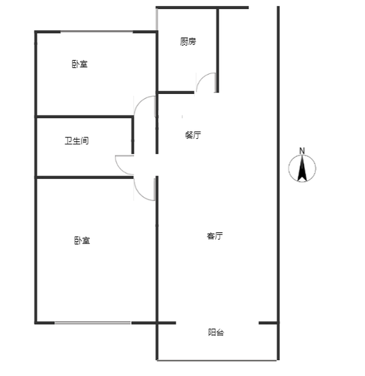 天保凌云城2室2厅1卫户型图