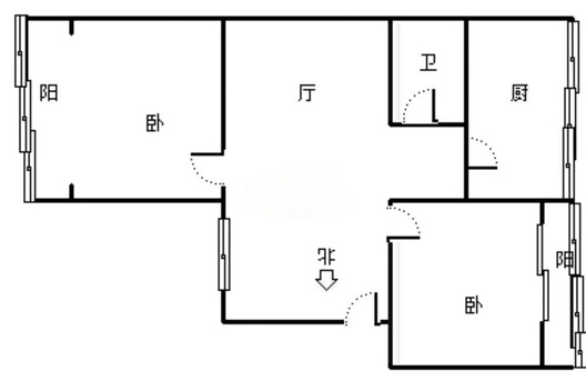 东方家园2室1厅1卫户型图