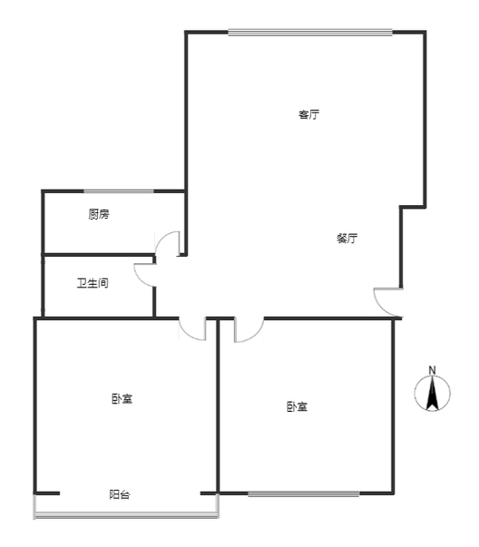 凌云厂家属院2室2厅1卫户型图