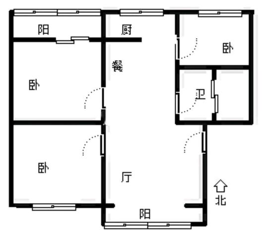 联合小区四号院3室2厅1卫户型图