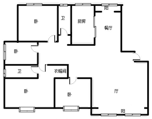 香邑溪谷玫瑰园4室2厅2卫户型图