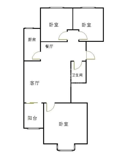 云景城3室2厅1卫户型图
