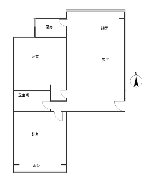 范阳公寓2室2厅1卫户型图