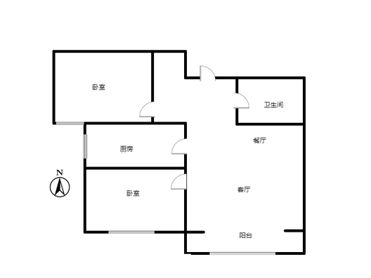 香邑溪谷玫瑰园2室2厅1卫户型图