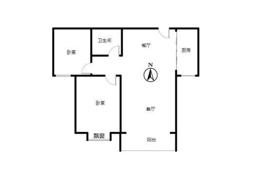 涿州孔雀城悦澜湾2室2厅1卫户型图