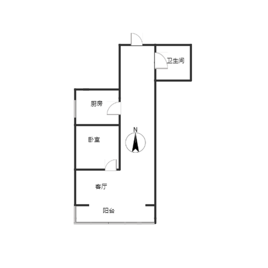 花溪渡1室1厅1卫户型图