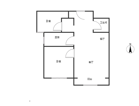 鹏渤印象城·牛津花园2室2厅1卫户型图