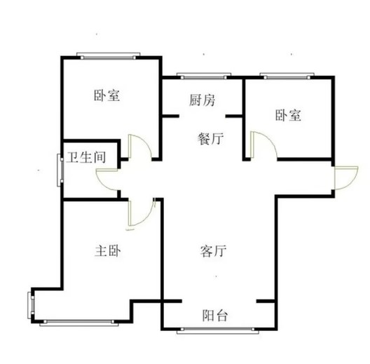 鹏渤印象城·牛津花园3室2厅1卫户型图