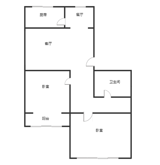 华北铝业生活小区（北院）2室2厅1卫户型图