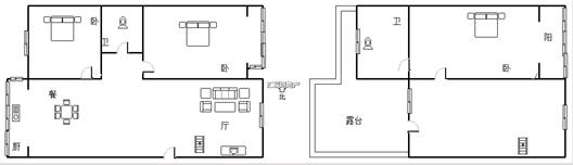 蓝天美林湾3室2厅2卫户型图