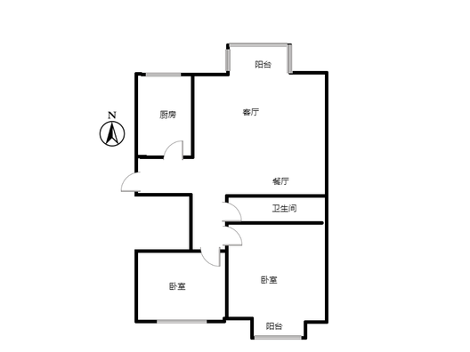 惠友橙园2室2厅1卫户型图