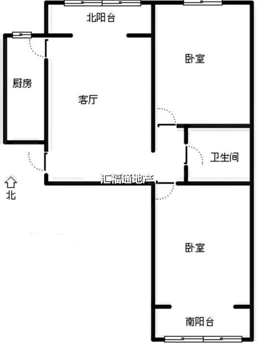 水岸花城2室1厅1卫户型图