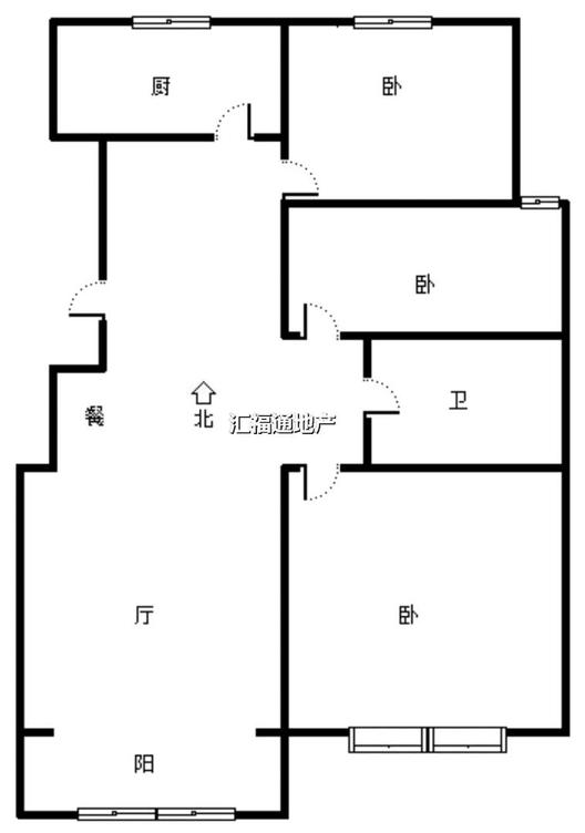 天地新城3室2厅1卫户型图