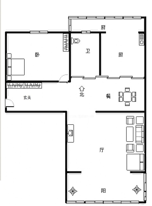 联育中学小区2室1厅1卫户型图