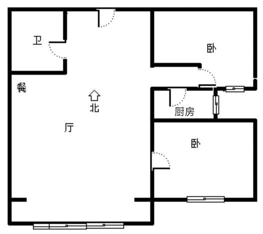 联合一号院2室2厅1卫户型图