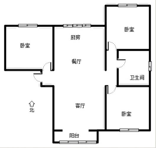 天伦湾馨园3室2厅1卫户型图
