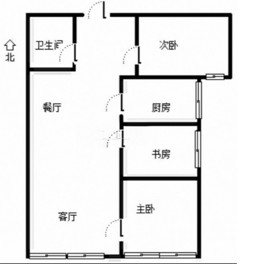 高铁新干线3室2厅1卫户型图