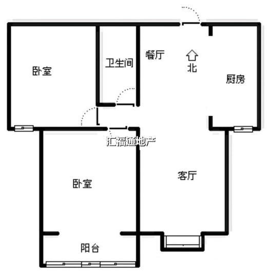 水岸花城2室2厅1卫户型图