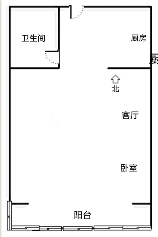 绅士大厦1室1厅1卫户型图