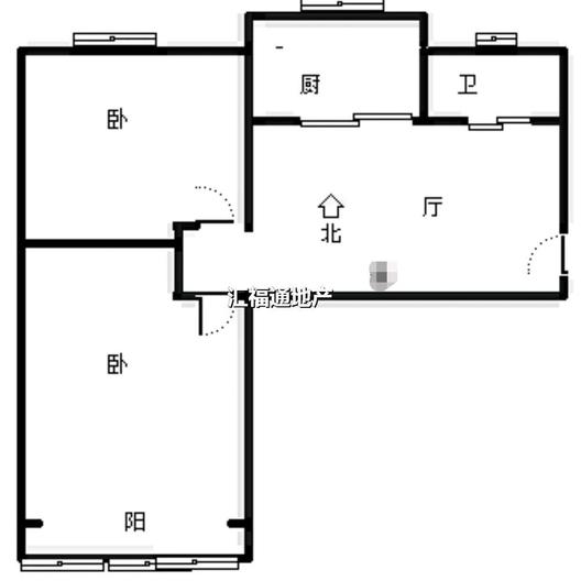 自来水家属院2室1厅1卫户型图