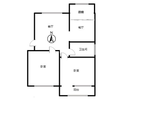 电梯厂小区2室2厅1卫户型图