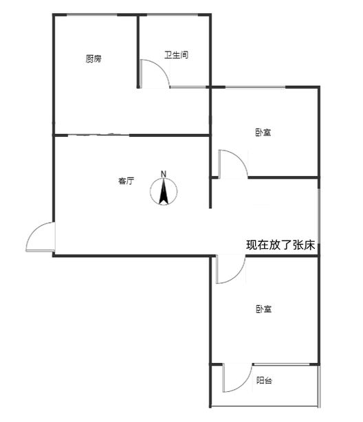 华北铝业生活小区（北院）2室1厅1卫户型图