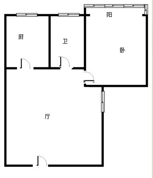 范阳公寓1室1厅1卫户型图