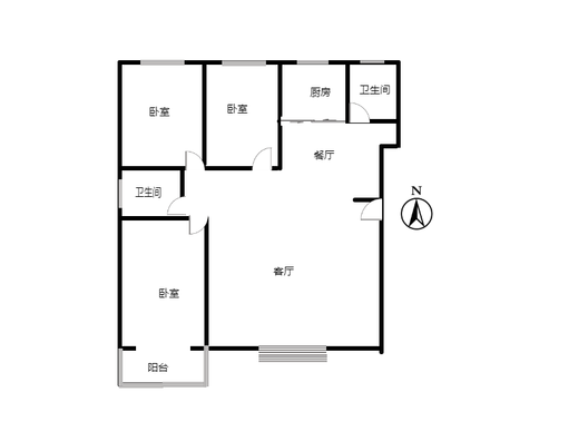 蓝天美林湾3室2厅2卫户型图