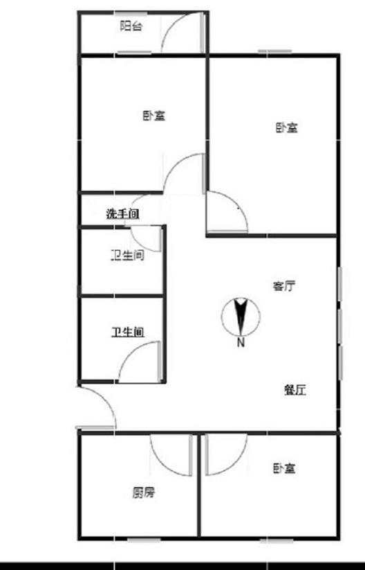 桃源新都孔雀城3室2厅2卫户型图