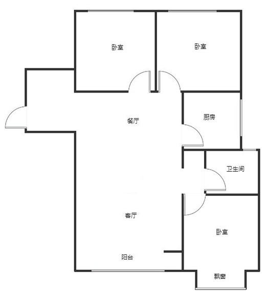 鸿坤理想尔湾3室2厅1卫户型图