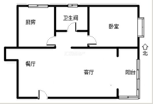 天保绿城1室2厅1卫户型图