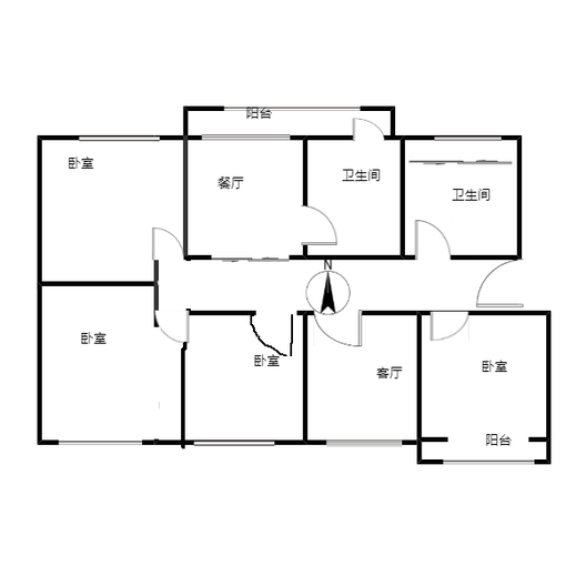 联合二号院4室2厅1卫户型图