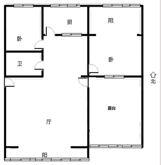 联合小区四号院2室2厅1卫户型图