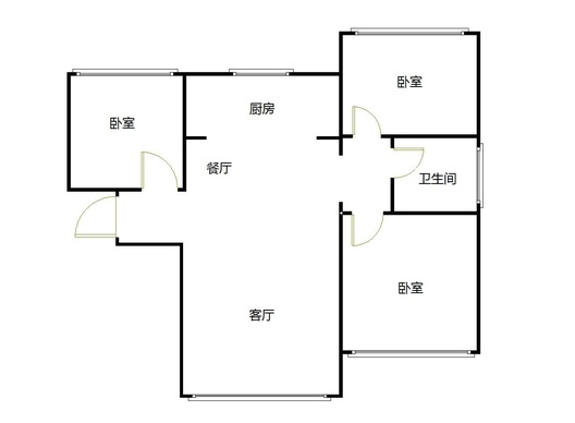 高铁新干线3室2厅1卫户型图