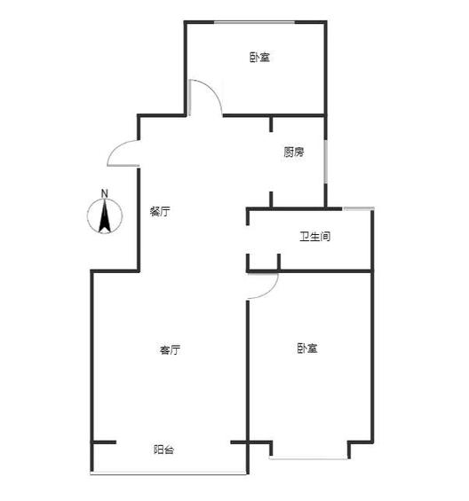 天地新城2室2厅1卫户型图