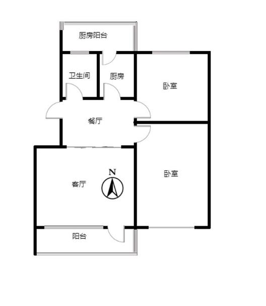 华北铝业生活小区（南院）2室2厅1卫户型图
