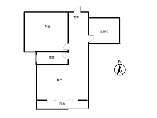 花溪渡1室1厅1卫户型图
