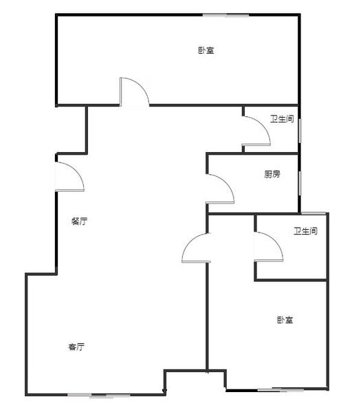 中铁建樾府国际2室2厅2卫户型图